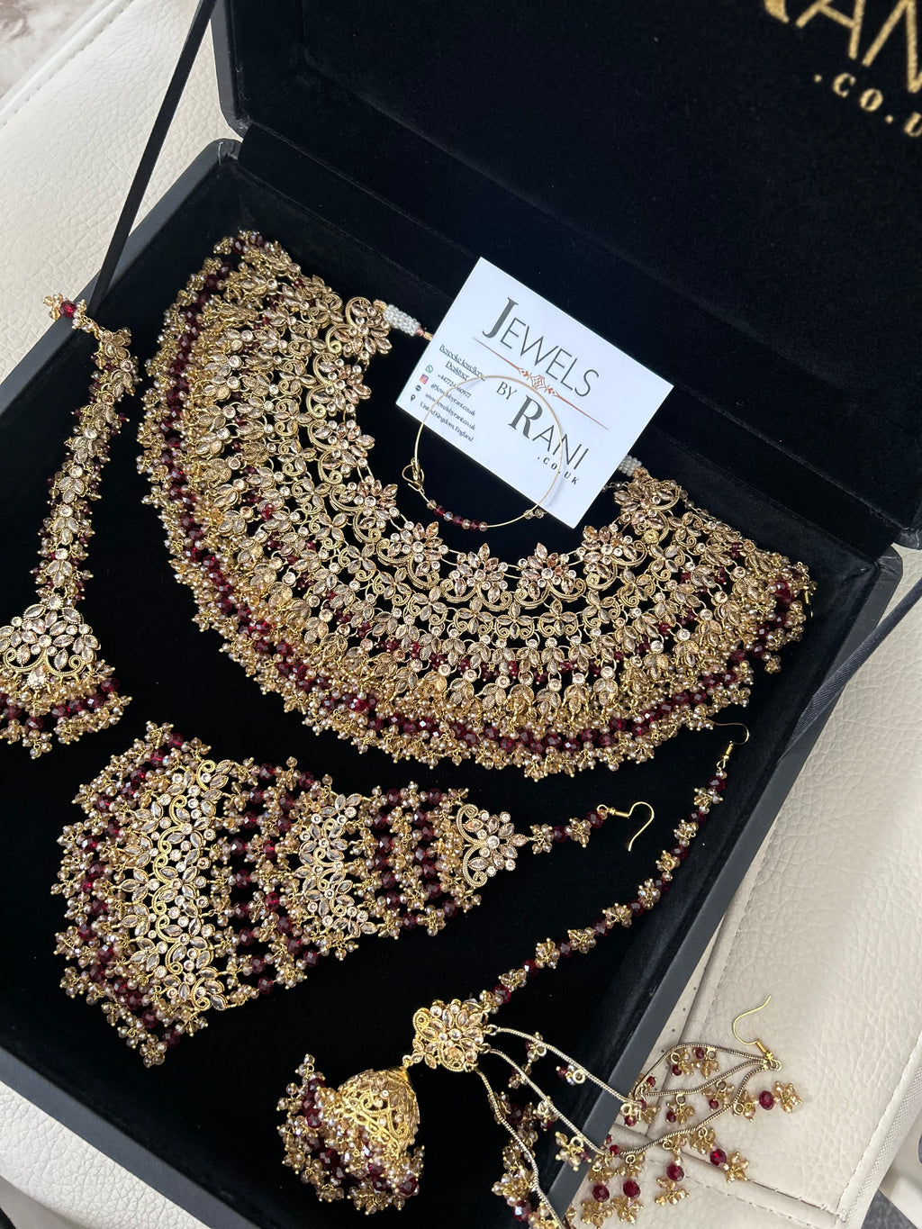 Pre order 6 Weeks - 22crt Gold Plated  - Maroon and Gold Bridal Set