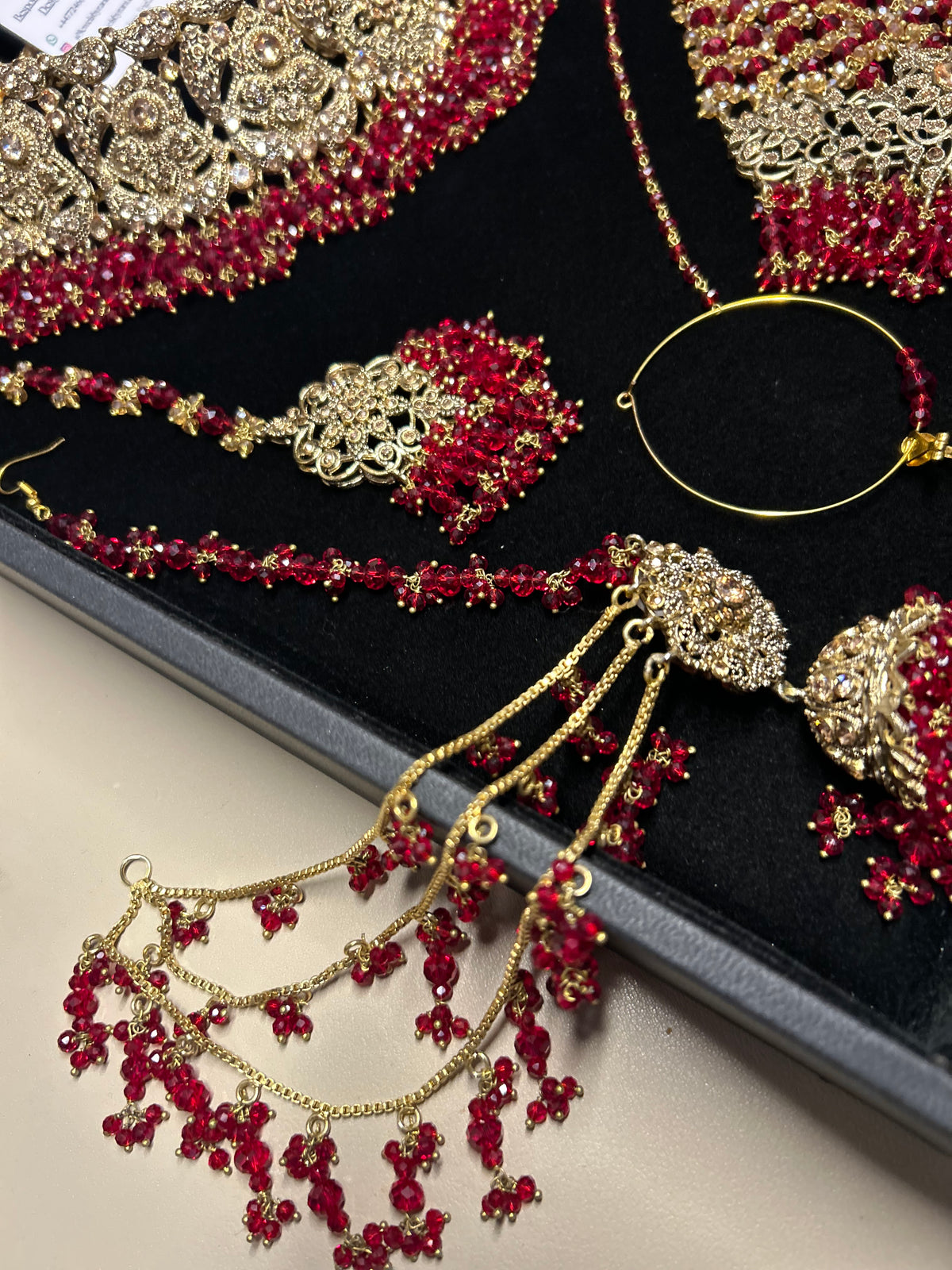Trending Deep Red Full Bridal Jewellery Set/ Style 385