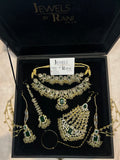 Beautiful Gold,White and Green 22crt Gold Plated Bridal Jewellery Set | Perfect for any occasion -Style 42186