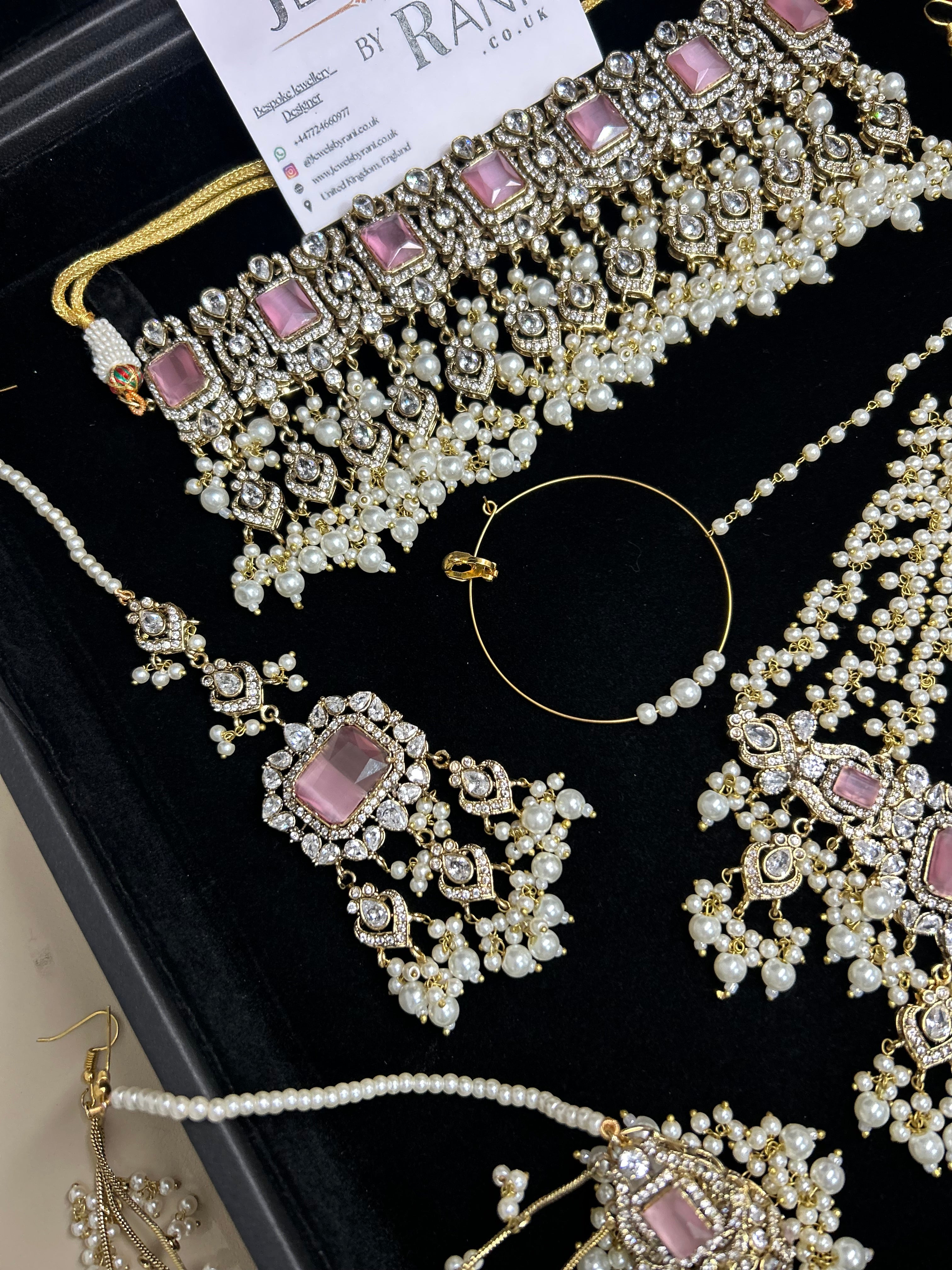 2026 Collection | Pink and White Choker Set + Saharas (Style 759)