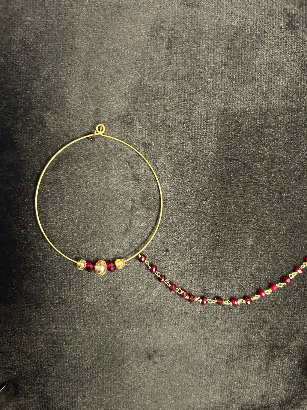 Maroon and Gold Bridal Nose Ring Nathli Nose Hoop | Design 7