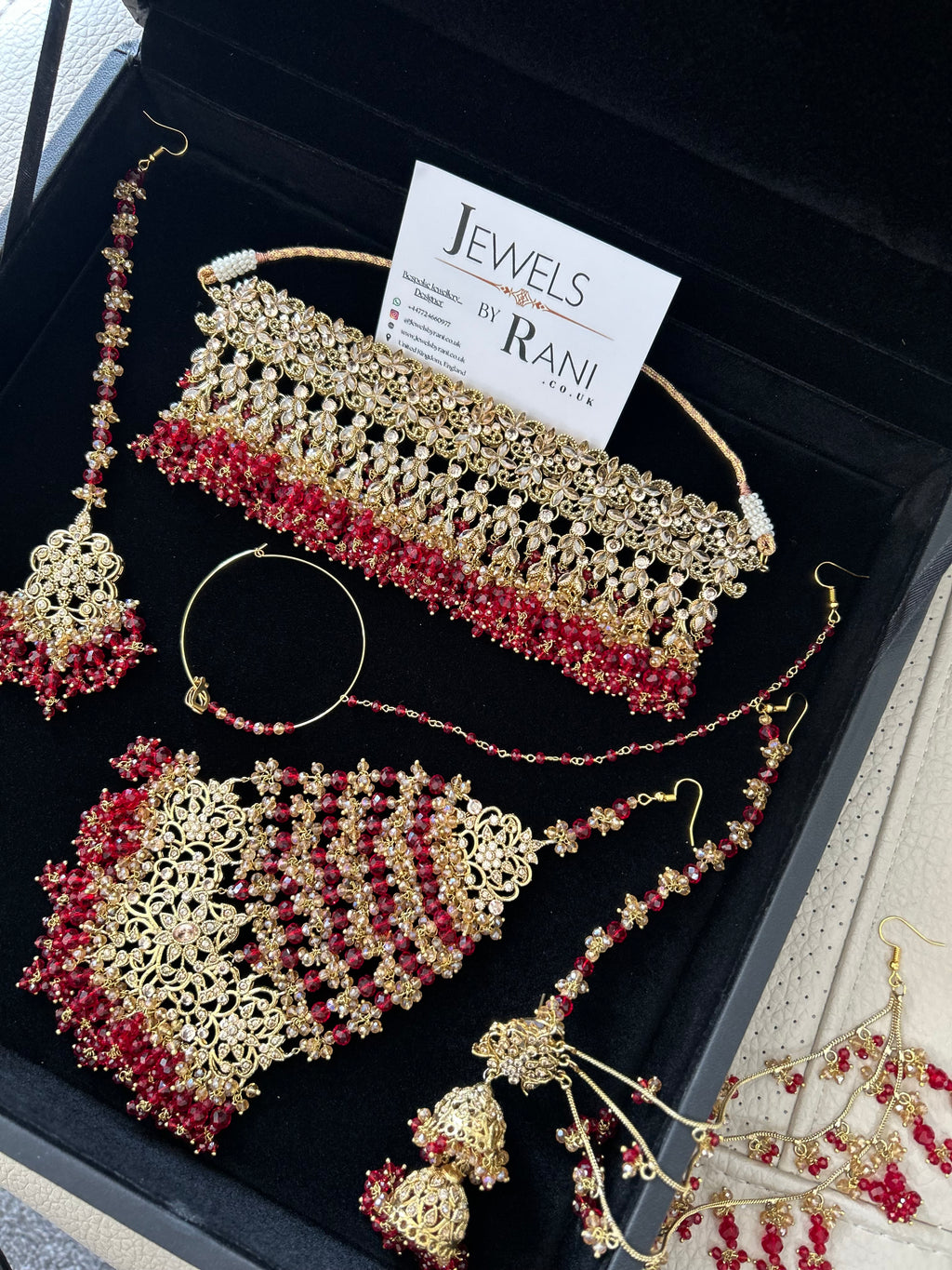 Pre order 6 Weeks - 22crt Gold Plated  - Deep Red and Gold Bridal Choker Set