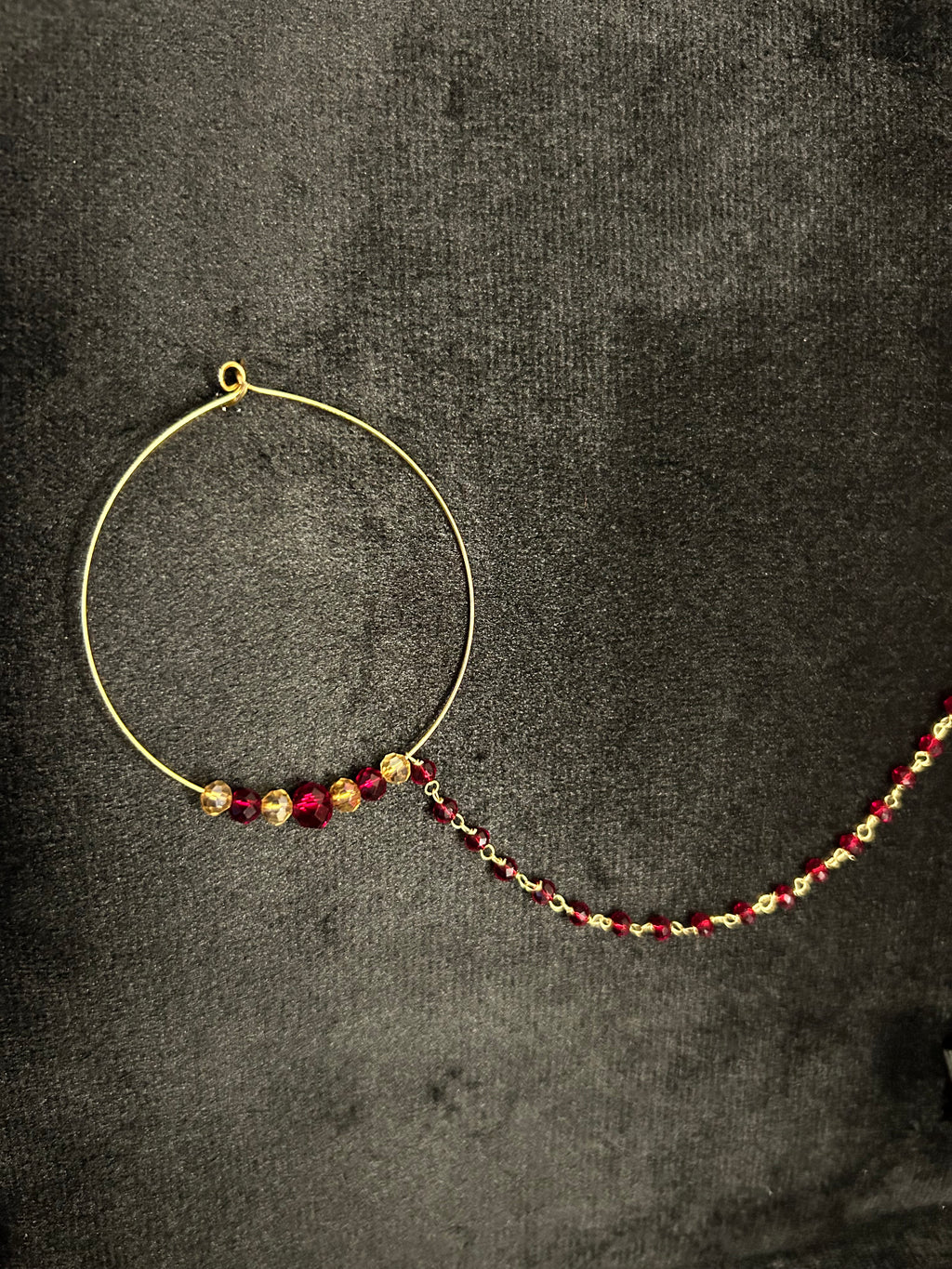 Maroon and Gold Bridal Nose Ring Nathli Nose Hoop | Design 10