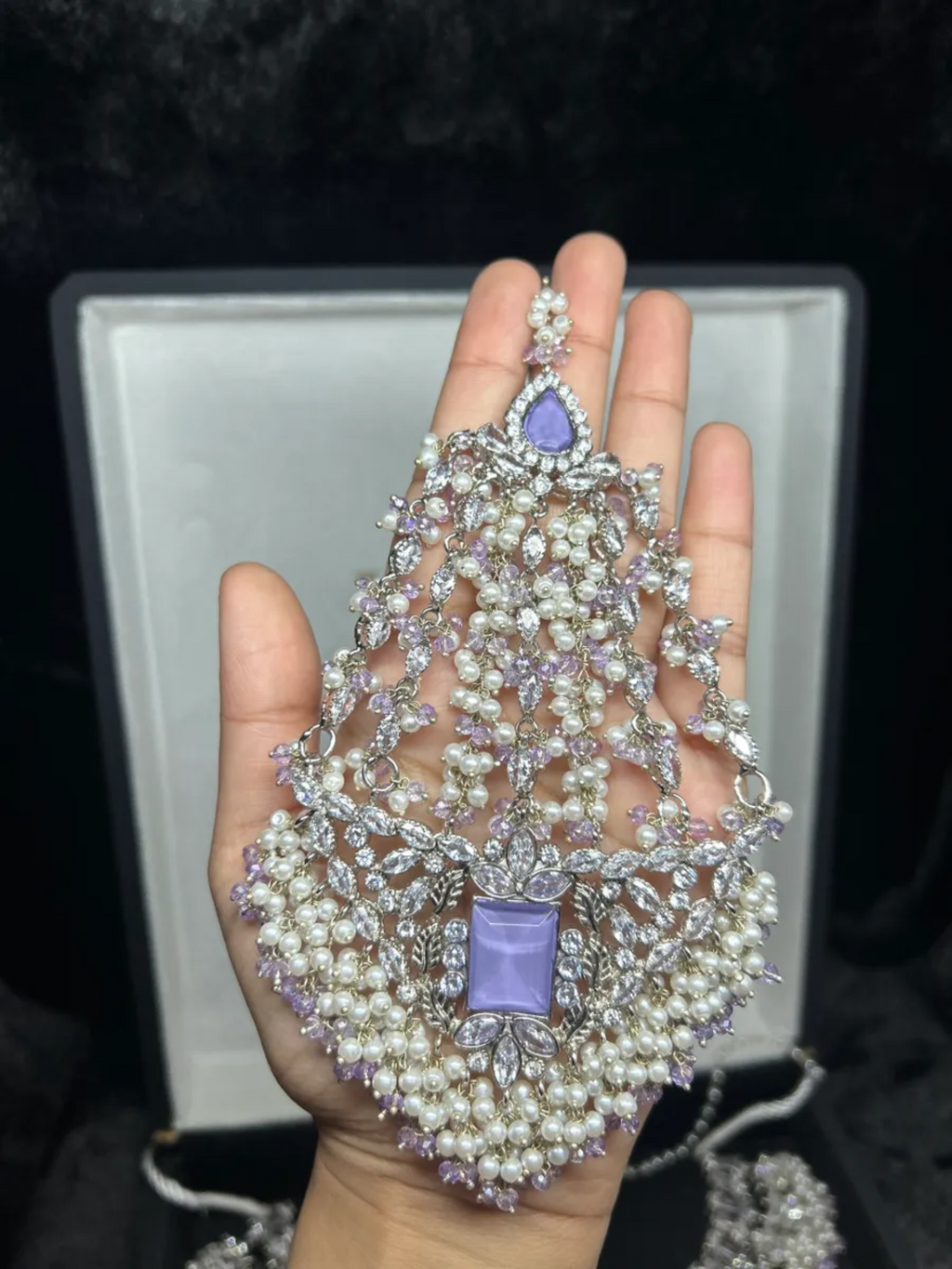 Pre Order 6 Weeks - Silver Plated & Lilac Bridal Jewellery Set - Jewelsbyrani
