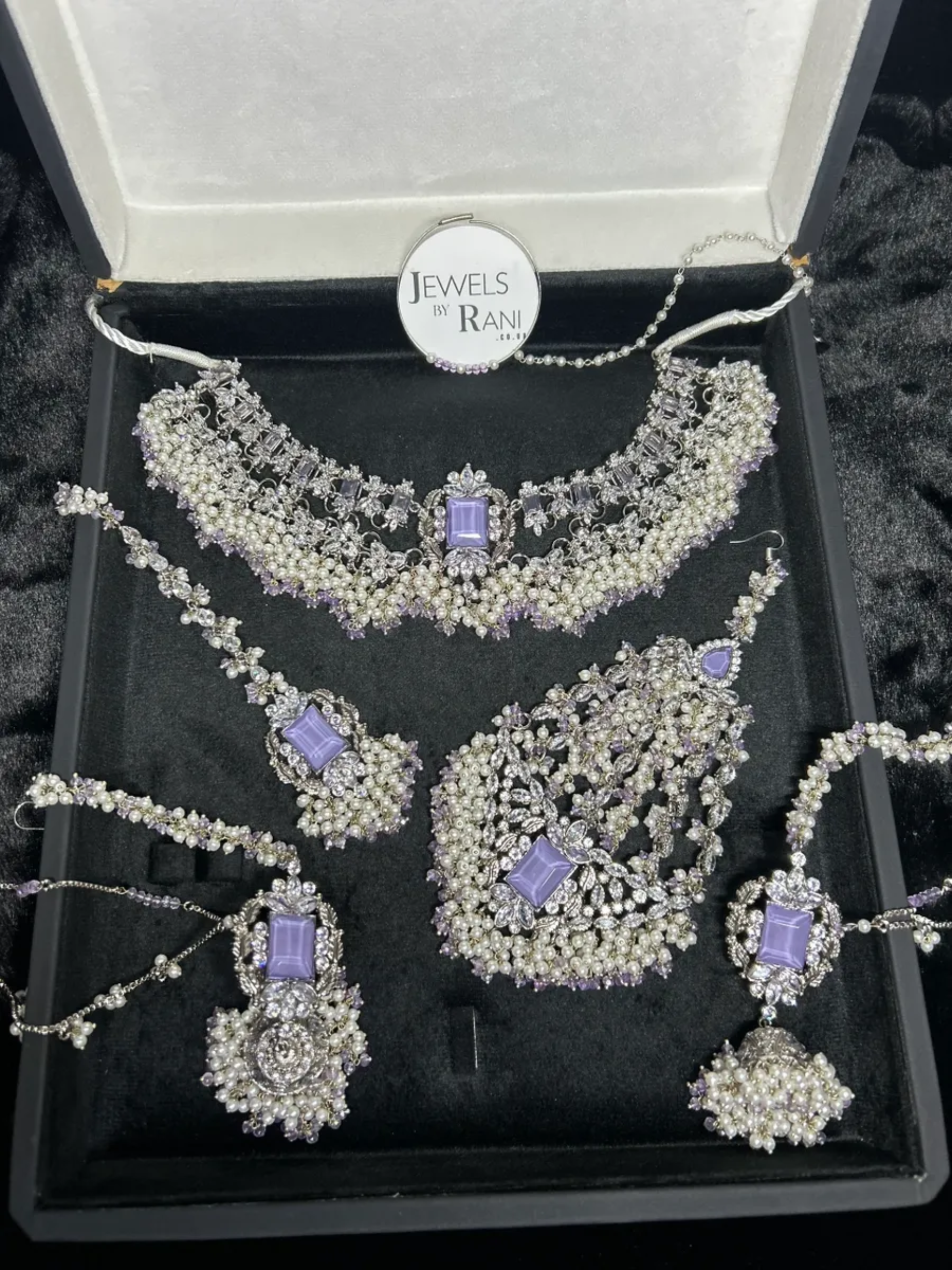 Pre Order 6 Weeks - Silver Plated & Lilac Bridal Jewellery Set