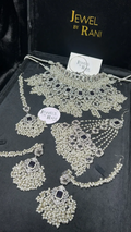 Pre Order 6 Week: Elegant Purple and Silver Double Choker Necklace Set / Bridal Jewellery Set - Jewelsbyrani
