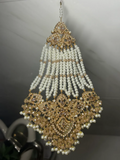 Ivory/gold & White Multi Coloured heavily beaded jhumar - Jewelsbyrani