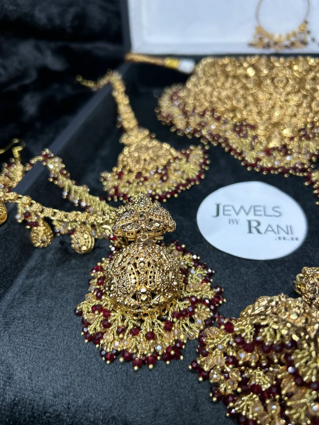 Deep Read Gold Style 2 Deep Red & Gold 24crt Gold Plated Bridal Jewellery Set ...