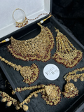 Style 2 Deep Red & Gold 24crt Gold Plated Bridal Jewellery Set - Jewelsbyrani