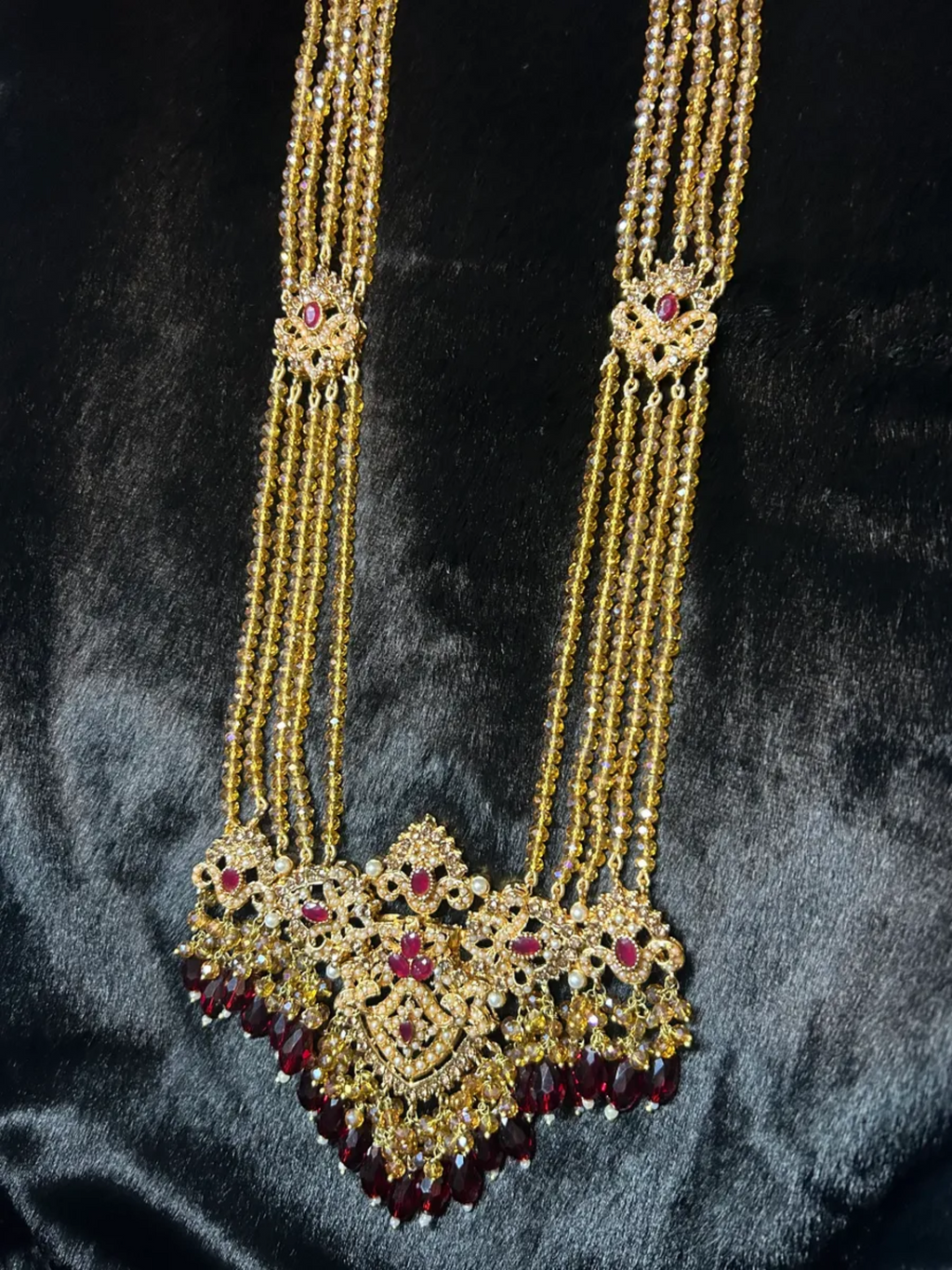 Beautiful Maroon Bridal Mala | Rani Haar - Jewelsbyrani