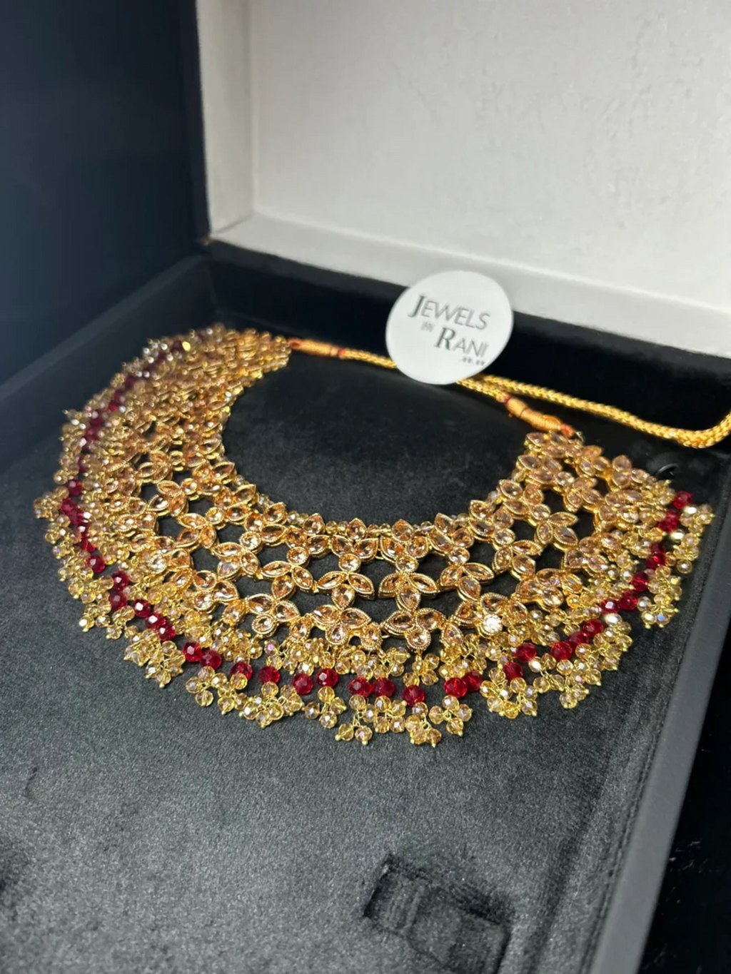 Bridal Deep Red Necklace Only - Jewelsbyrani