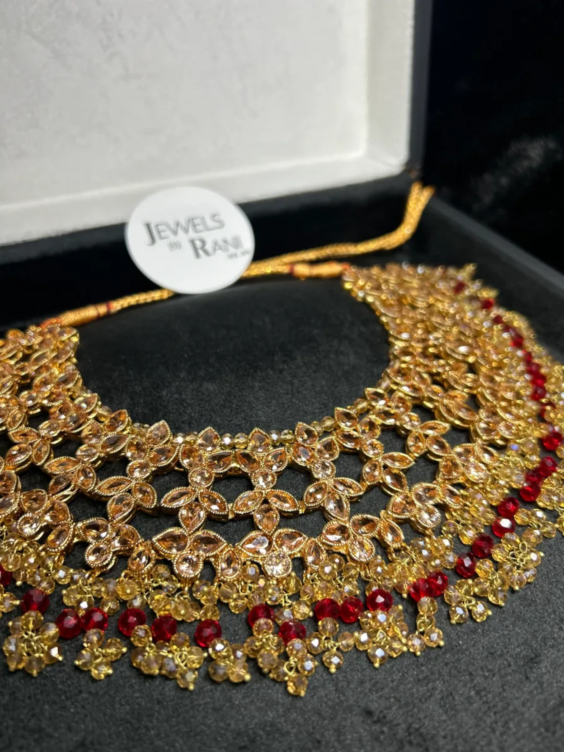Bridal Deep Red Necklace Only - Jewelsbyrani