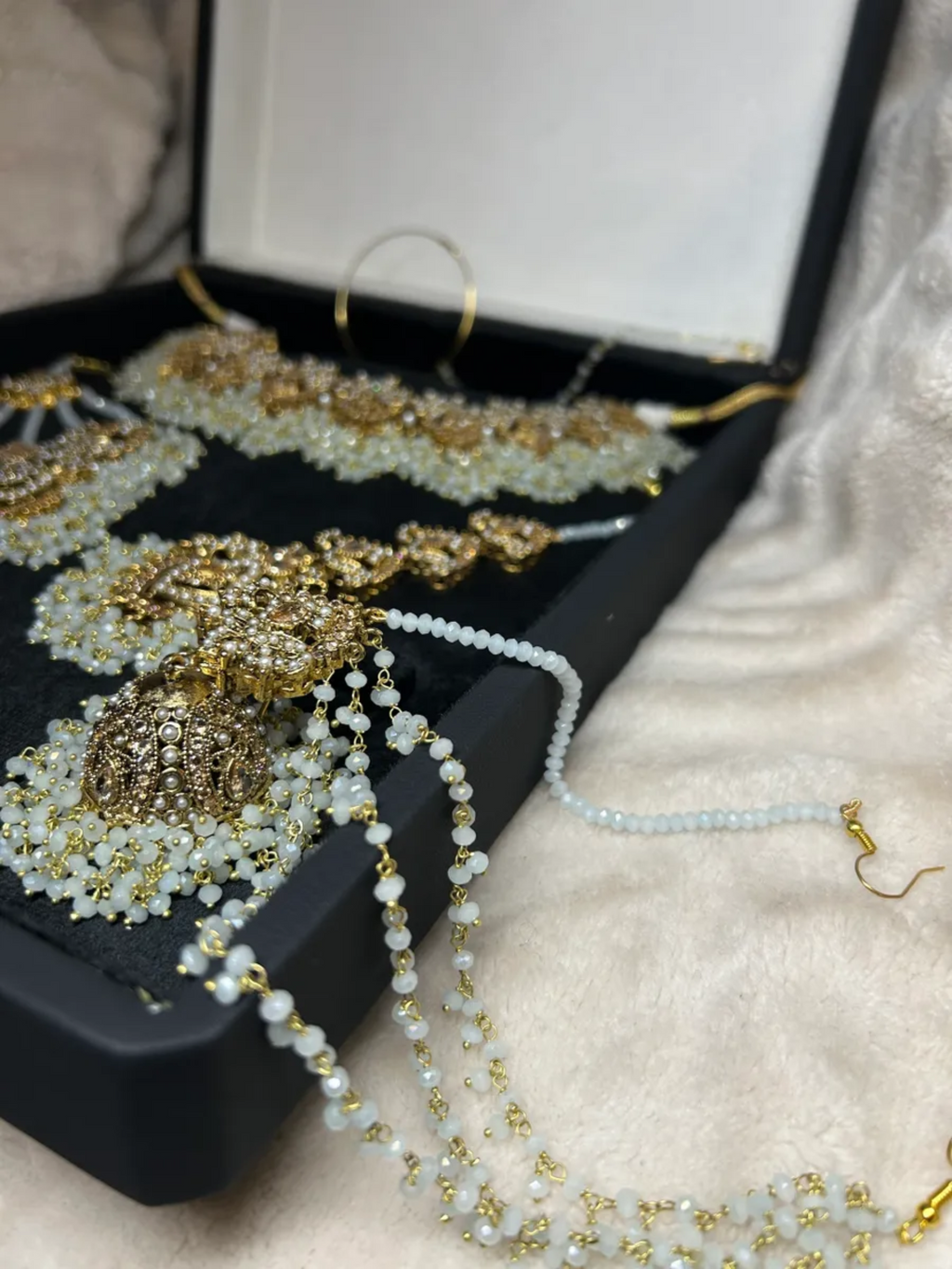6 Week Pre Order: Beautiful Icy Blue & Gold Bridal Set - Jewelsbyrani