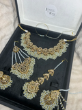 6 Week Pre Order: Beautiful Icy Blue & Gold Bridal Set - Jewelsbyrani