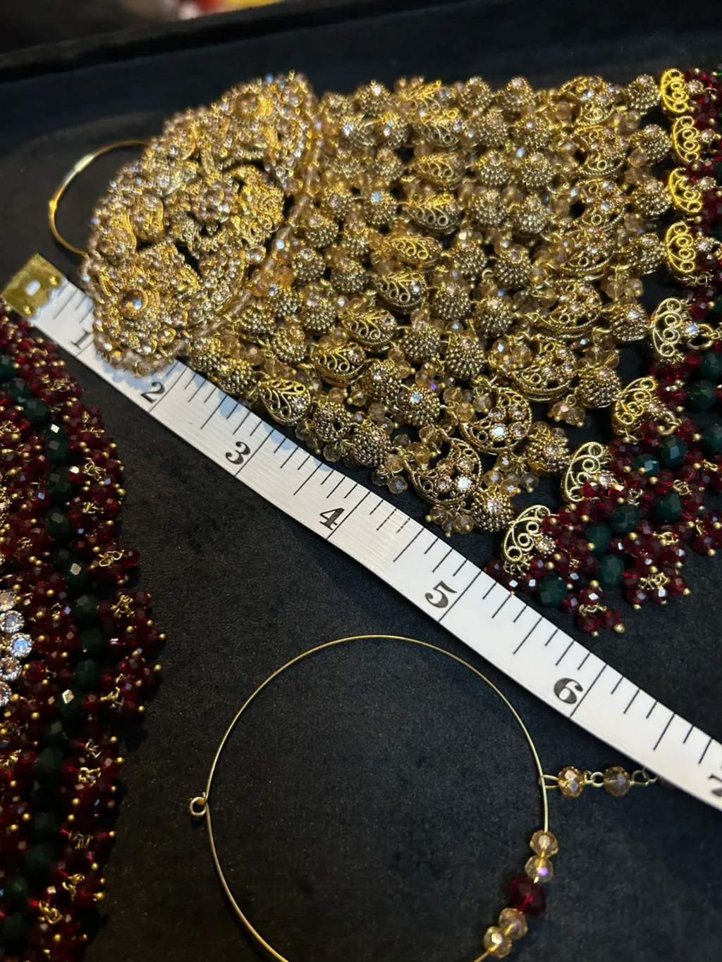 Maroon & Green 24 crt Gold Plated Bridal Jewellery Set - Jewelsbyrani