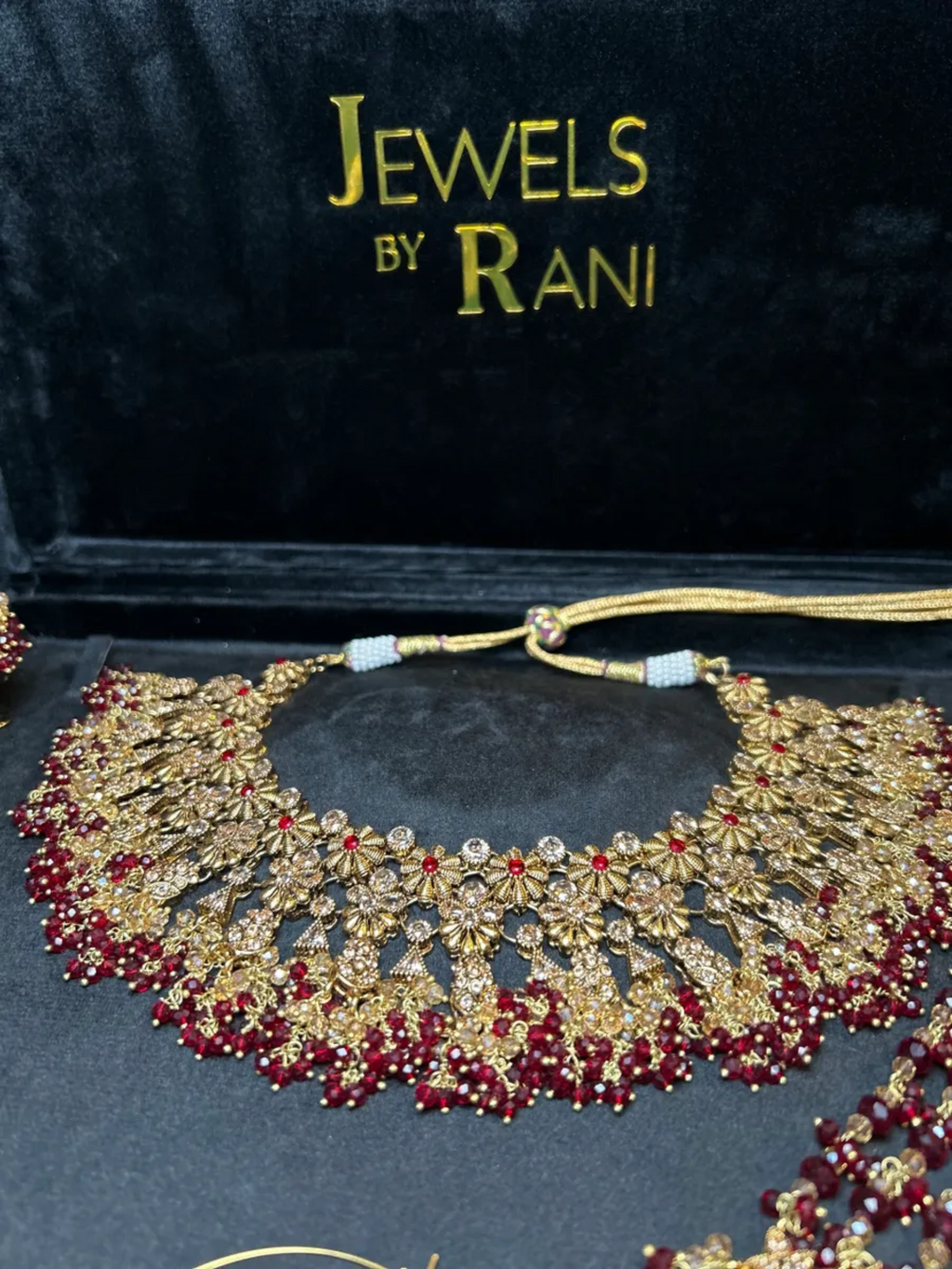 Pre Order 6 Weeks- Maroon & Gold 24crt Gold Plated Bridal Jewellery Set