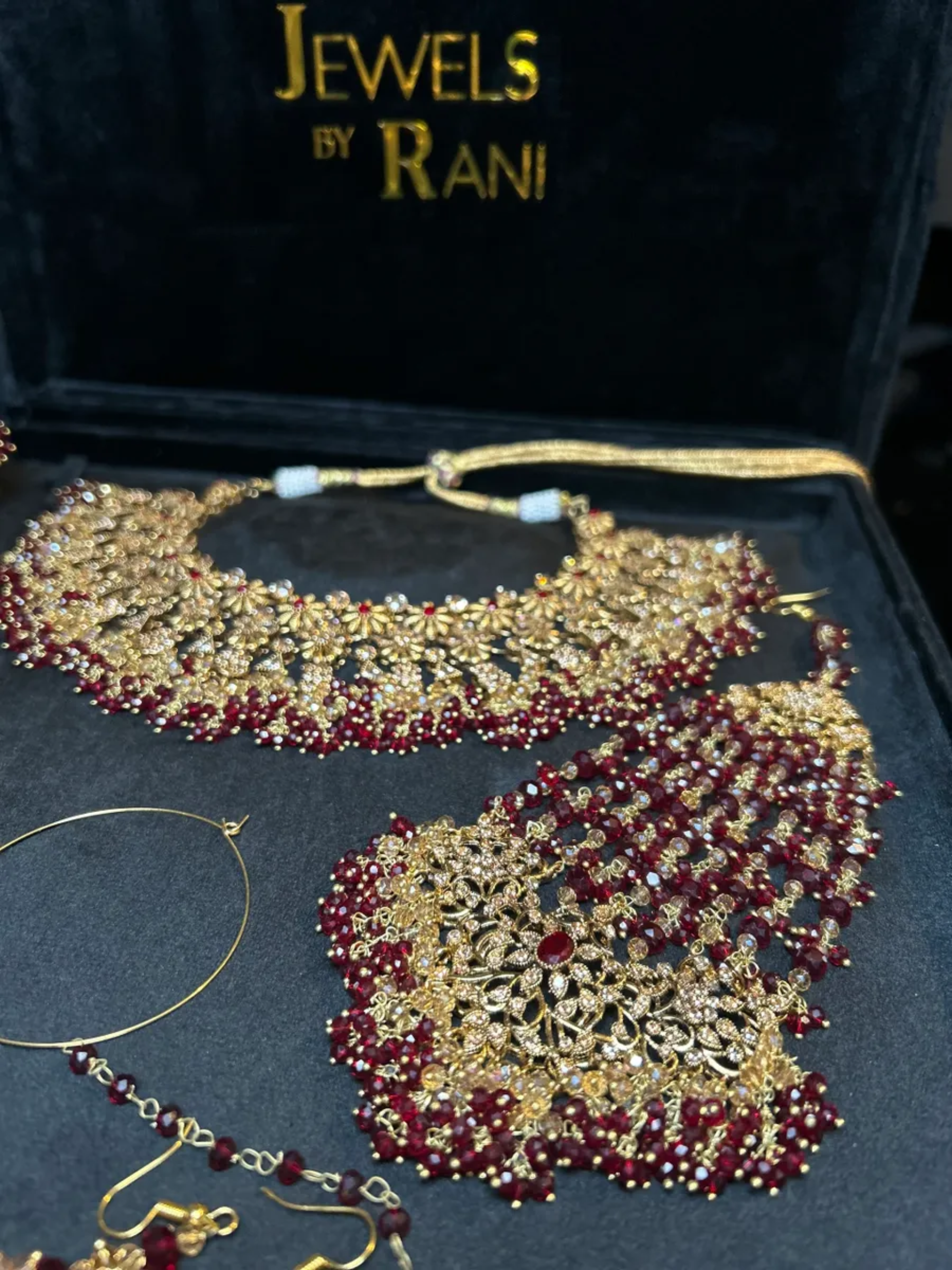 Pre Order 6 Weeks- Maroon & Gold 24crt Gold Plated Bridal Jewellery Set