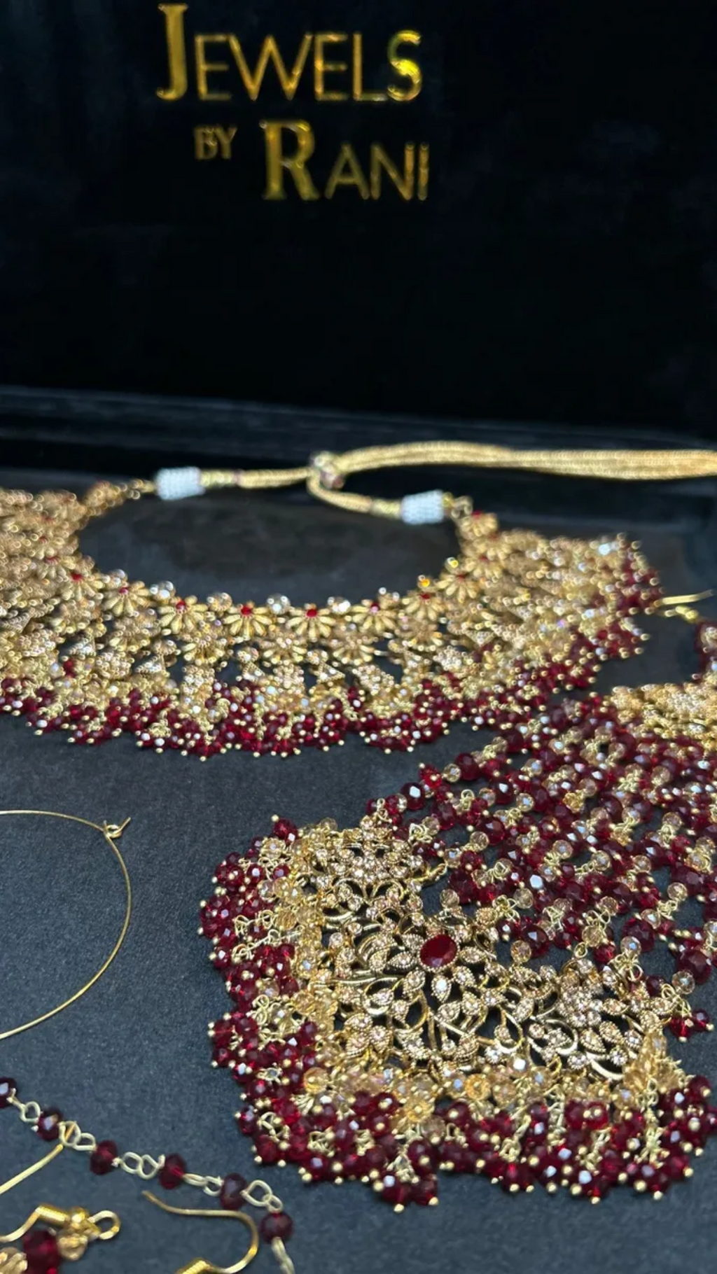 Pre Order 6 Weeks- Maroon & Gold 24crt Gold Plated Bridal Jewellery Set