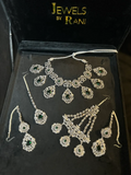 Silver & Green Silver Plated Bridal Jewellery Set - Jewelsbyrani