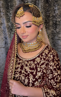 Pre Order 6 Weeks- Stylish Maroon 24 crt Gold Plated Bridal Jewellery Set - Jewelsbyrani