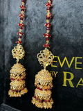 Gold & Maroon Bridal Double Jhumkies - Jewelsbyrani