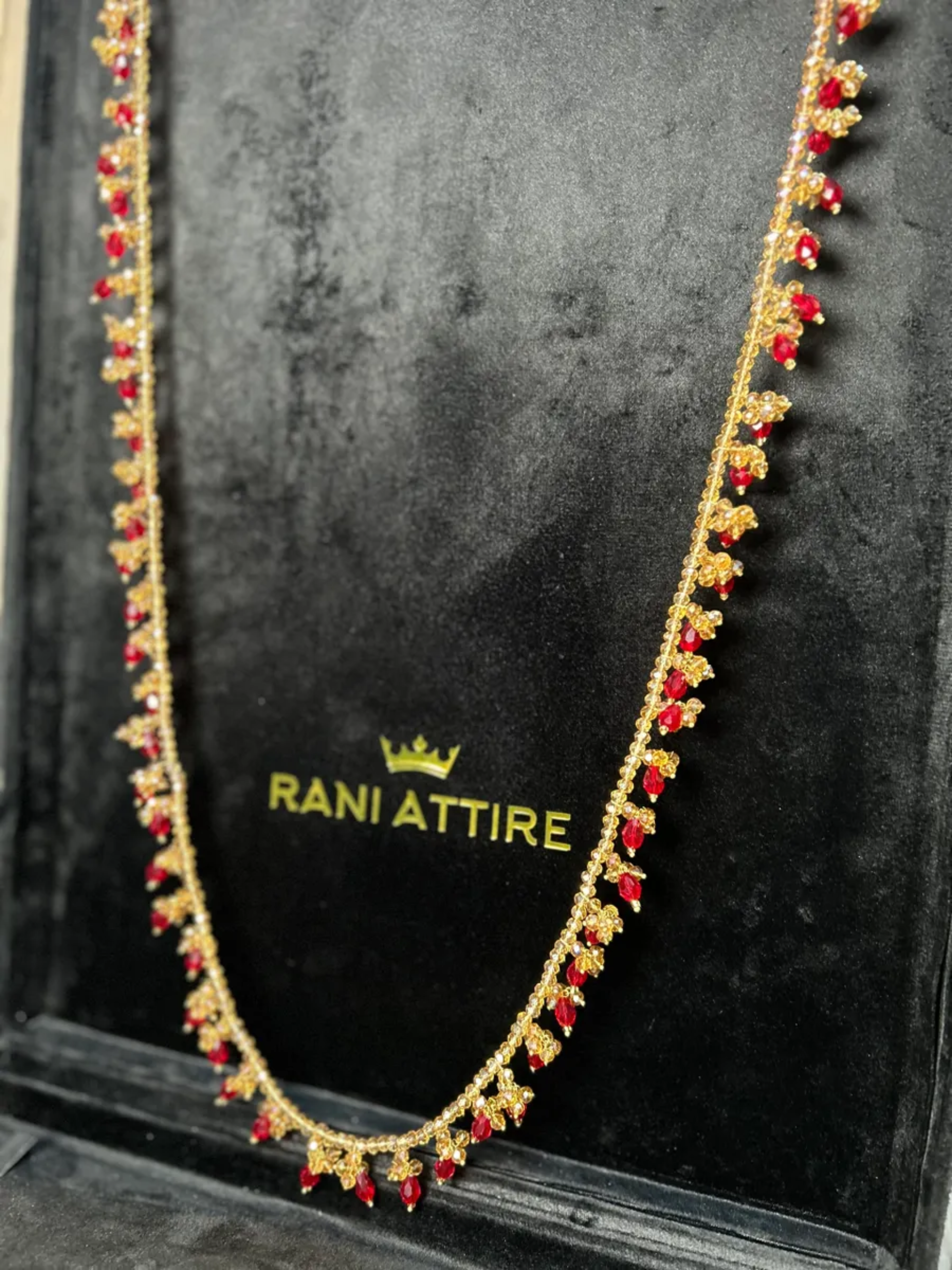 Deep Red Bridal Mala | Rani Haar - Jewelsbyrani