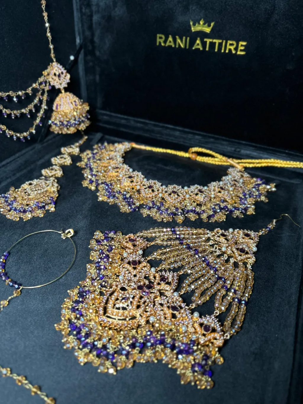 Beautiful Purple & Gold Bridal Set - Jewelsbyrani