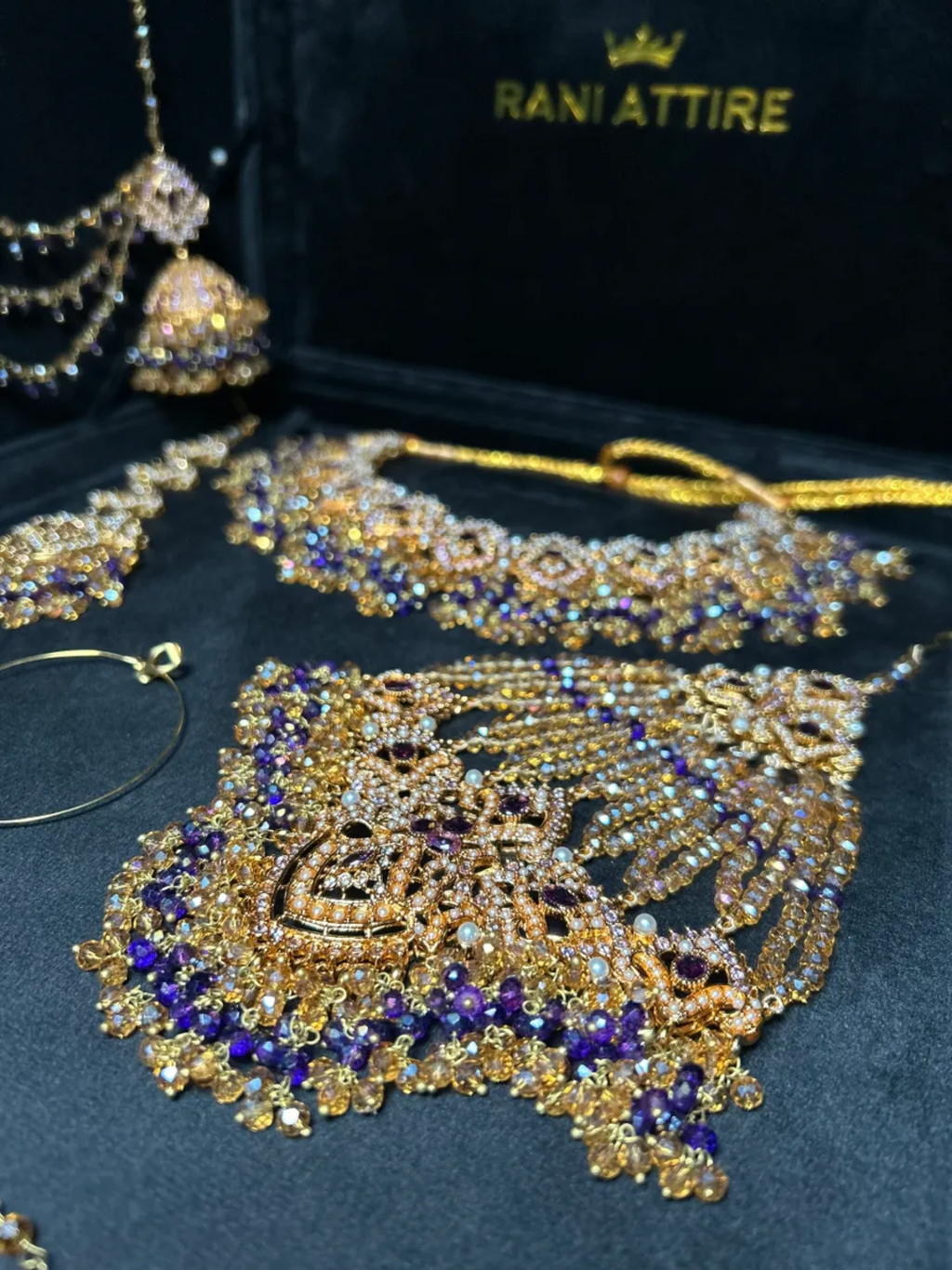 Beautiful Purple & Gold Bridal Set - Jewelsbyrani