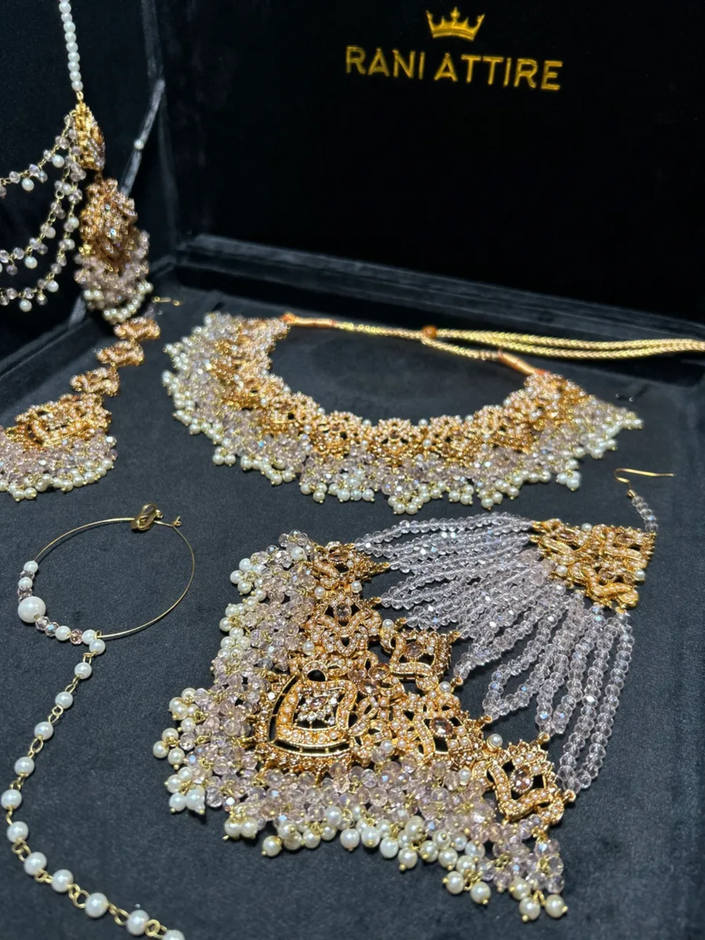 Beautiful Baby Pink & Gold Bridal Jewellery Set - Jewelsbyrani