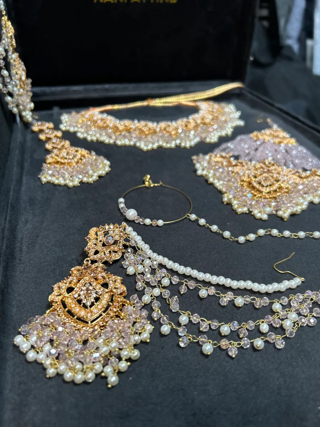 Beautiful Baby Pink & Gold Bridal Jewellery Set - Jewelsbyrani