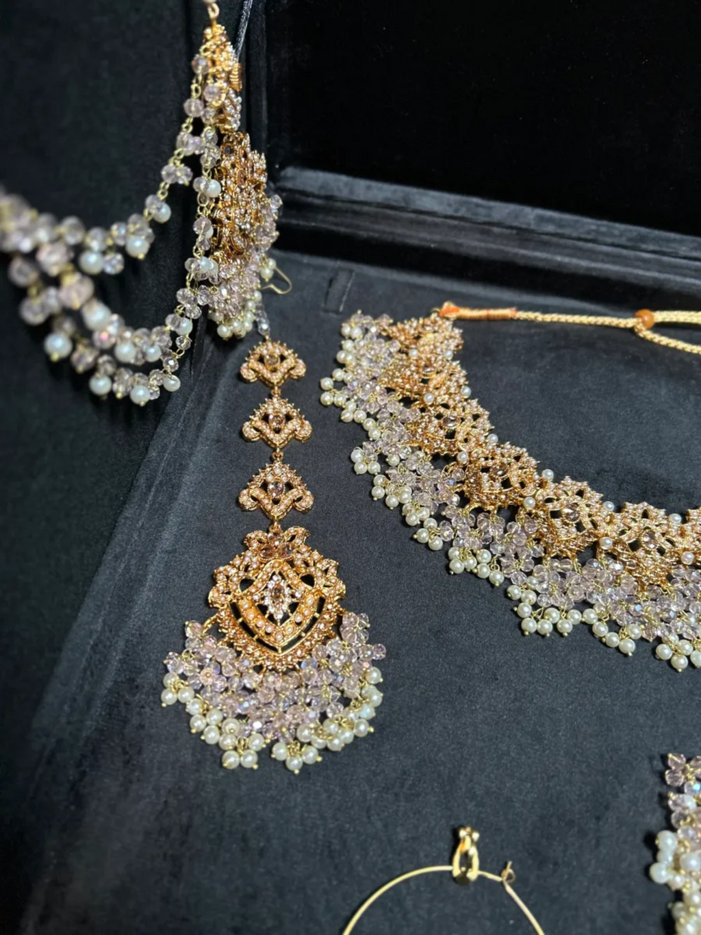 Beautiful Baby Pink & Gold Bridal Jewellery Set - Jewelsbyrani