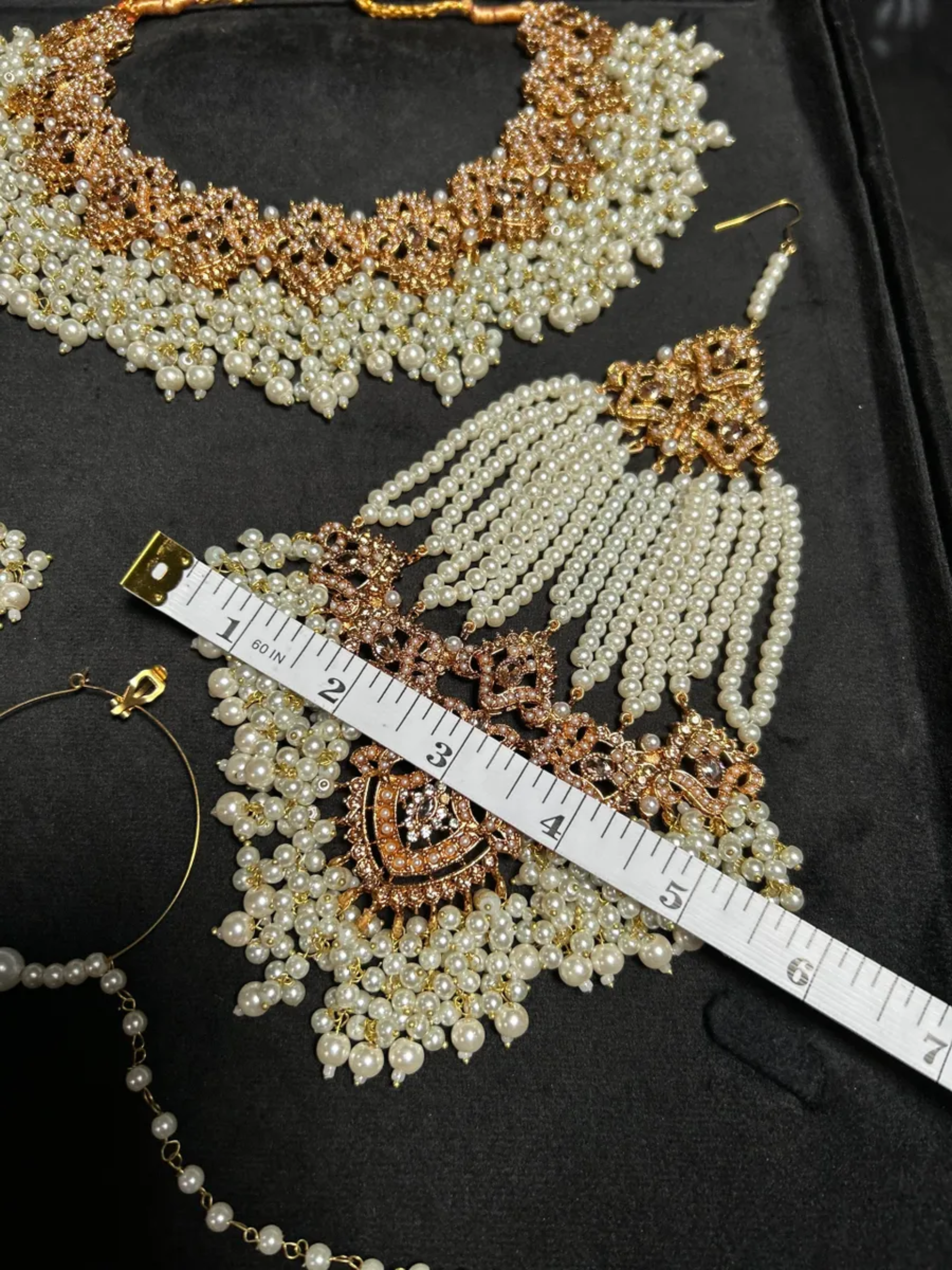 White Pearly Beaded Heavily Beaded Bridal Set