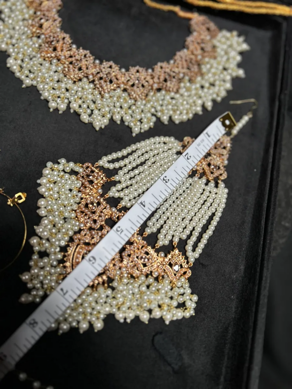 White Pearly Beaded Heavily Beaded Bridal Set - Jewelsbyrani
