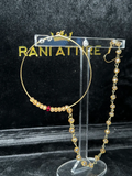Bridal Gold & Maroon Beaded Bridal Nose Hoop/ Naath/ Nathli with Beaded Chain - Jewelsbyrani