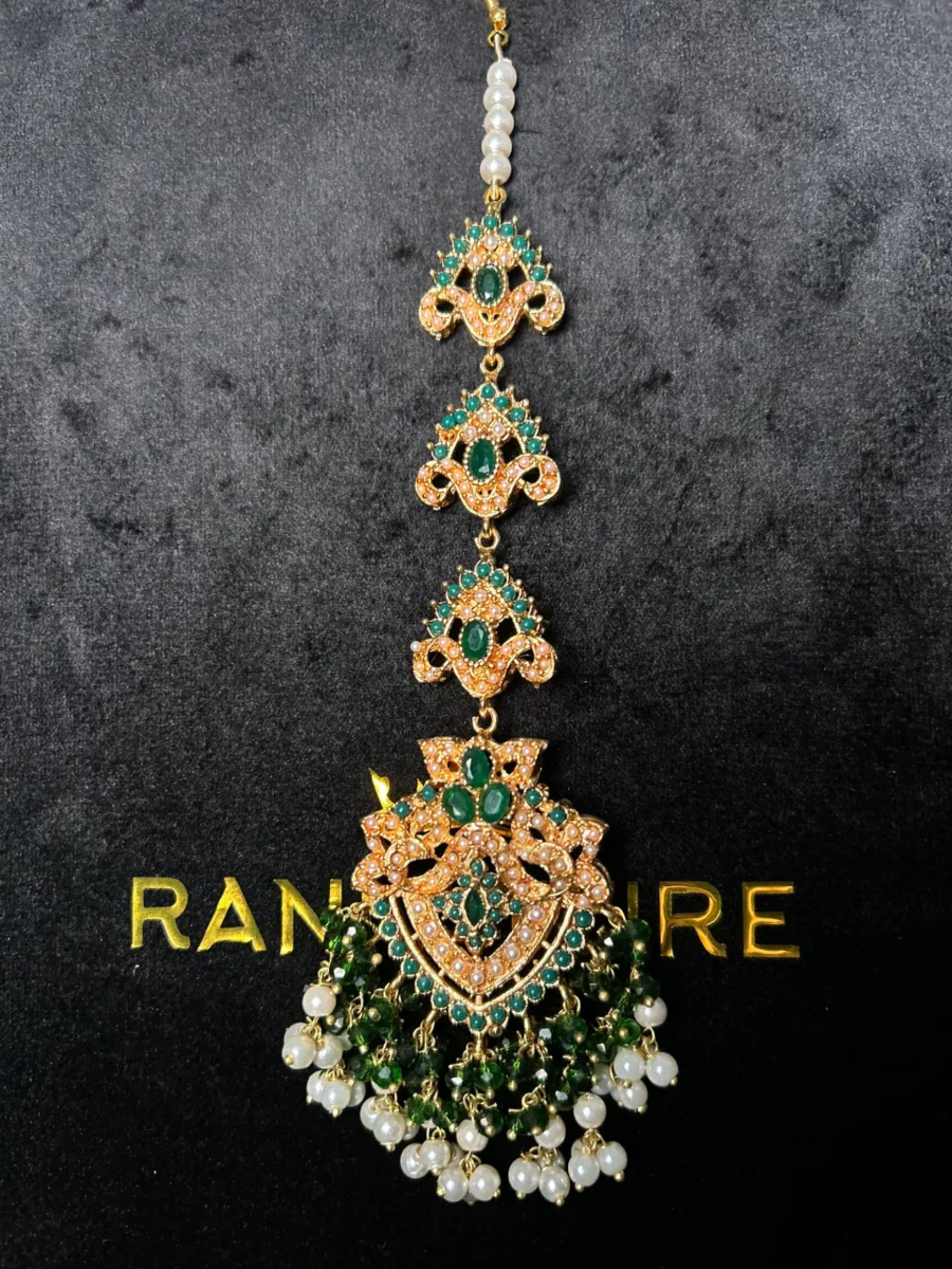 Green & White Beaded heavily beaded tikka.