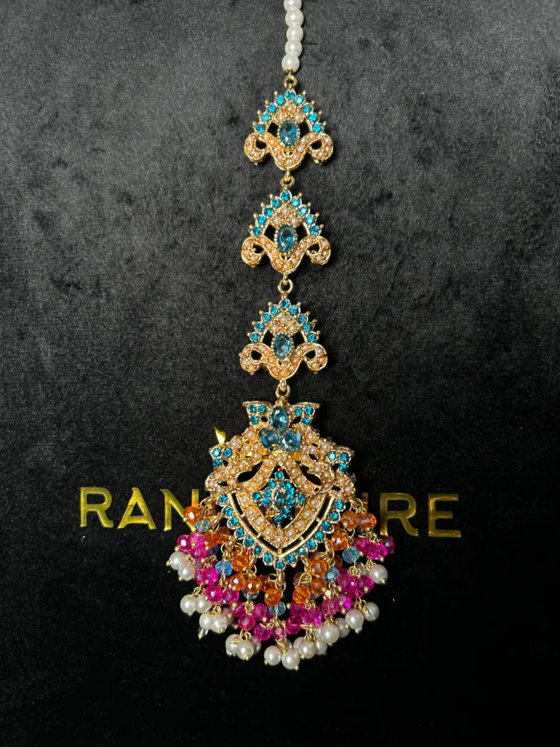 Blue stones Multi heavily beaded tikka.