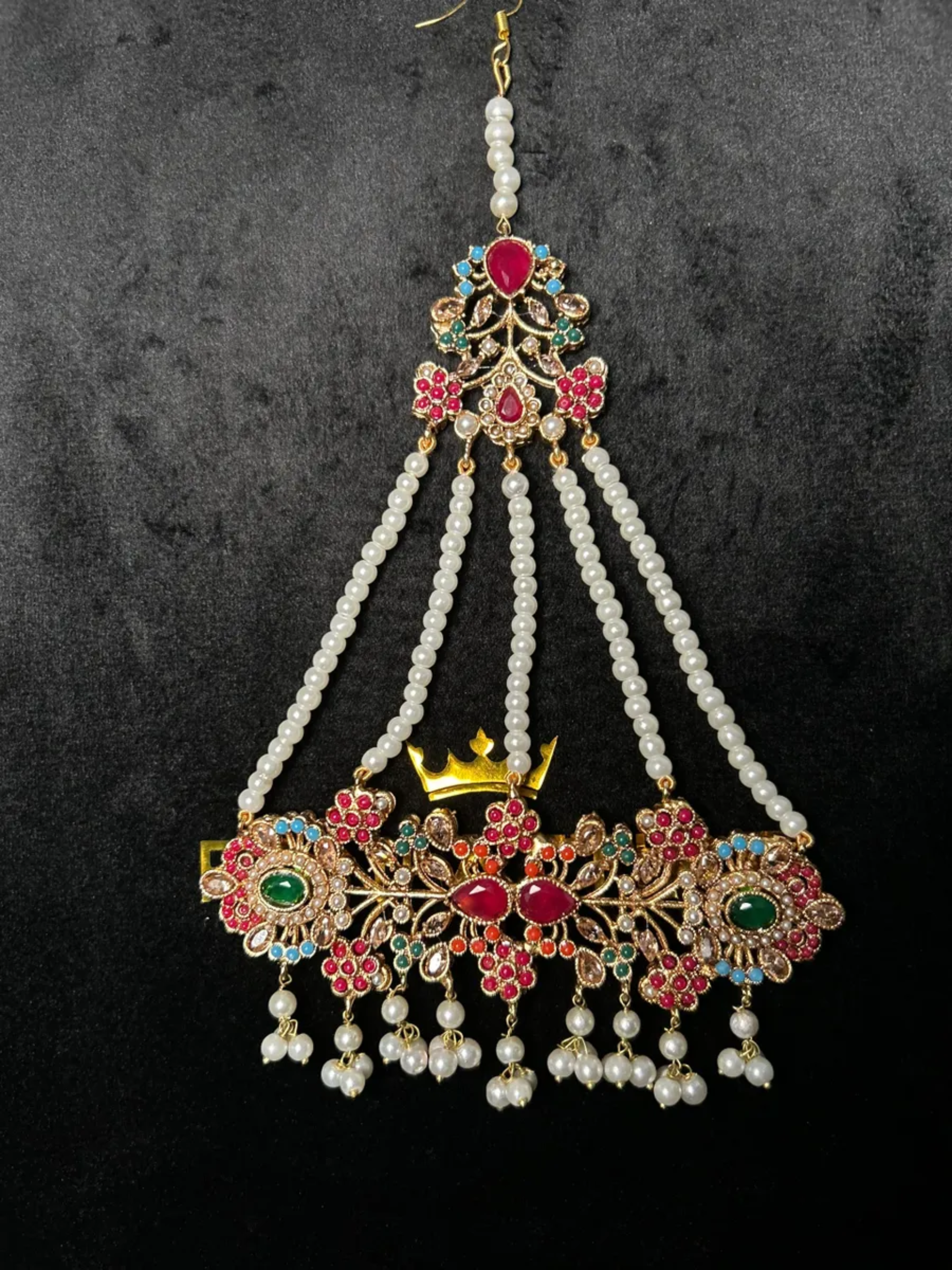 Orange, Green & Hot Pink Multi Coloured heavily beaded jhumar