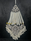 Pearly White Silver Coloured heavily beaded jhumar - Jewelsbyrani
