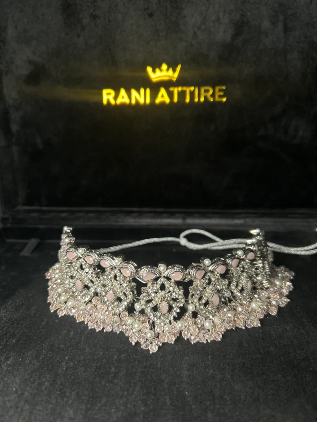 Silver & Baby Pink Necklace - Jewelsbyrani