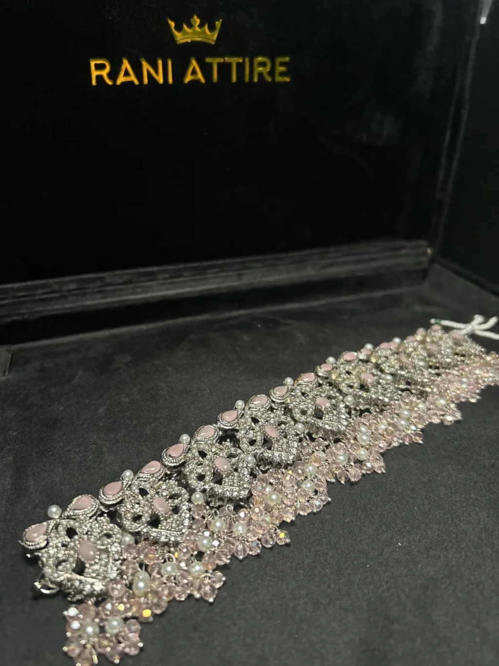 Silver & Baby Pink Necklace - Jewelsbyrani