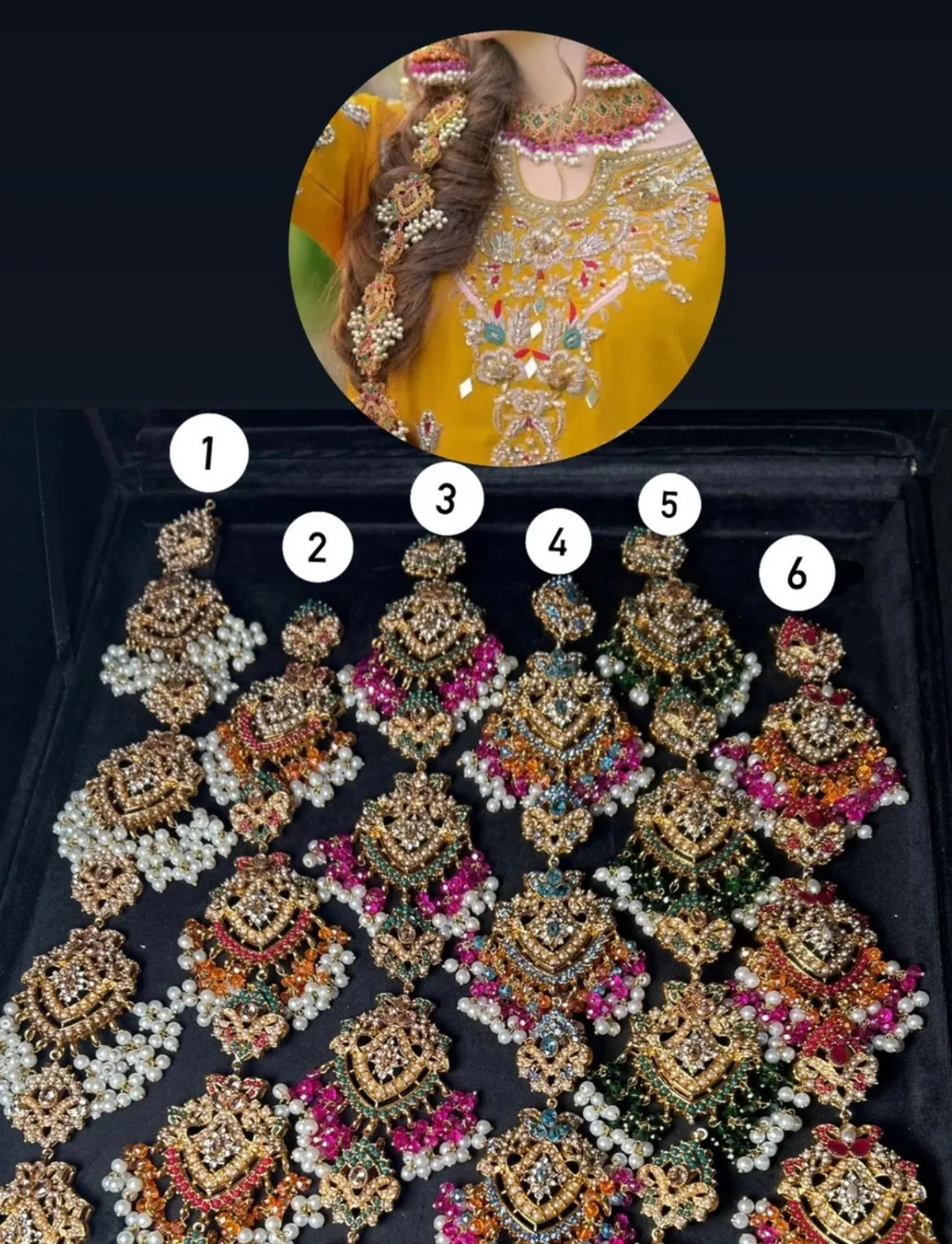 4 | Multi Blue Stoned Beautiful Naurtaran Hair Paranda | Hair Jewellery | Mendhi Hair Jewellery / Bridal Hair Jewellery| Bridal Paranda - Jewelsbyrani