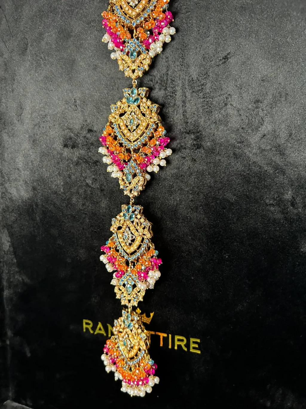 4 | Multi Blue Stoned Beautiful Naurtaran Hair Paranda | Hair Jewellery | Mendhi Hair Jewellery / Bridal Hair Jewellery| Bridal Paranda - Jewelsbyrani