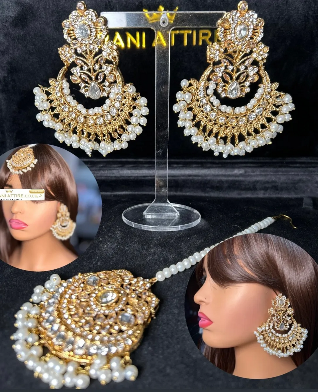 Pearly Beautiful Earrings & Tikka - Jewelsbyrani