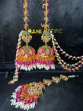 Multi Coloured Jhumkes & Tikka Set - Jewelsbyrani