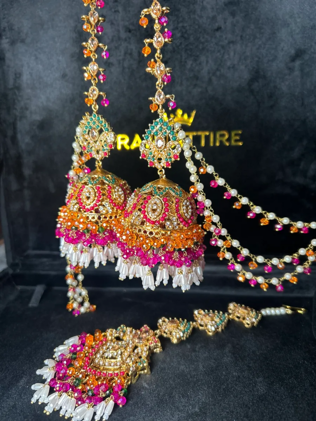 Multi Coloured Jhumkes & Tikka Set - Jewelsbyrani