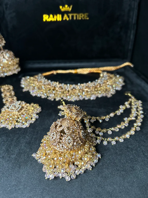 Baby Pink & Gold Bridal Jewellery Set - Jewelsbyrani