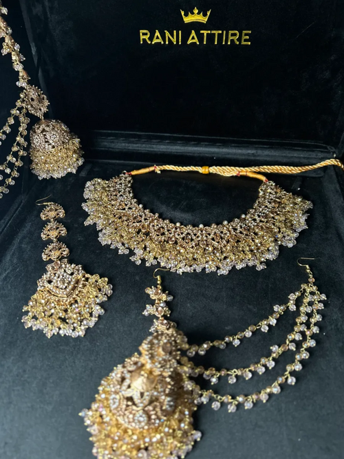 Baby Pink & Gold Bridal Jewellery Set - Jewelsbyrani