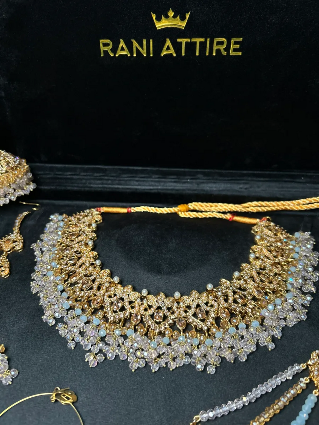 Baby Pink+ Icy Blue & Gold Bridal Set - Jewelsbyrani