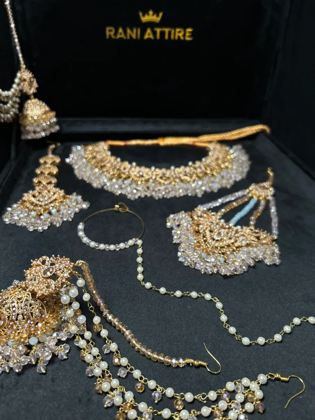 Baby Pink+ Icy Blue & Gold Bridal Set - Jewelsbyrani