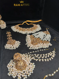 Bisque Beige, Gold With pearls Bridal Set - Jewelsbyrani